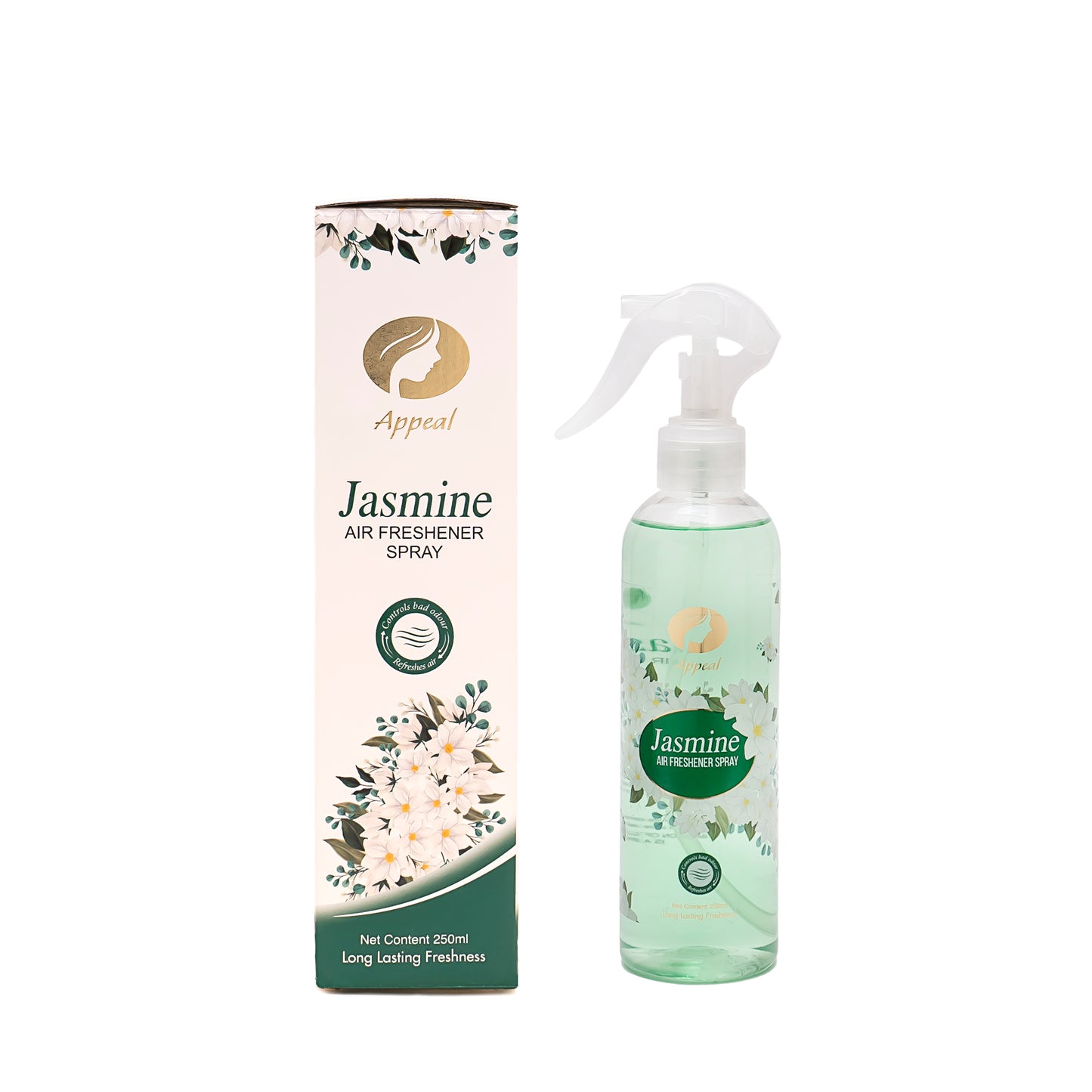 APPEAL JASMINE AIR FRESHNER SPRAY| LONG LASTING FRESHNESS| CONTROLS BAD ODOUR| 250 ML