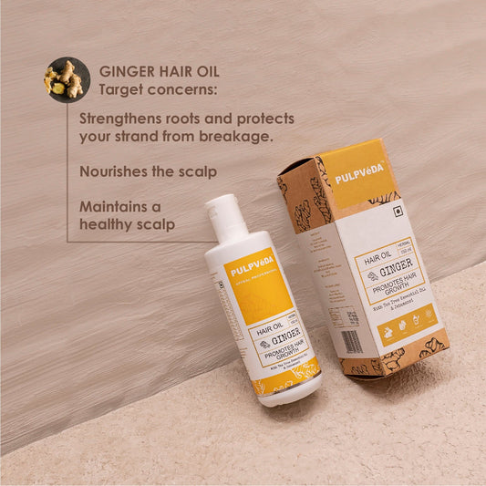 GINGER HAIR OIL WITH JATAMANSI & CASTOR HERB EXTRACTS | PROMOTES HAIR GROWTH |150 ml Hair Oil Pulpvéda
