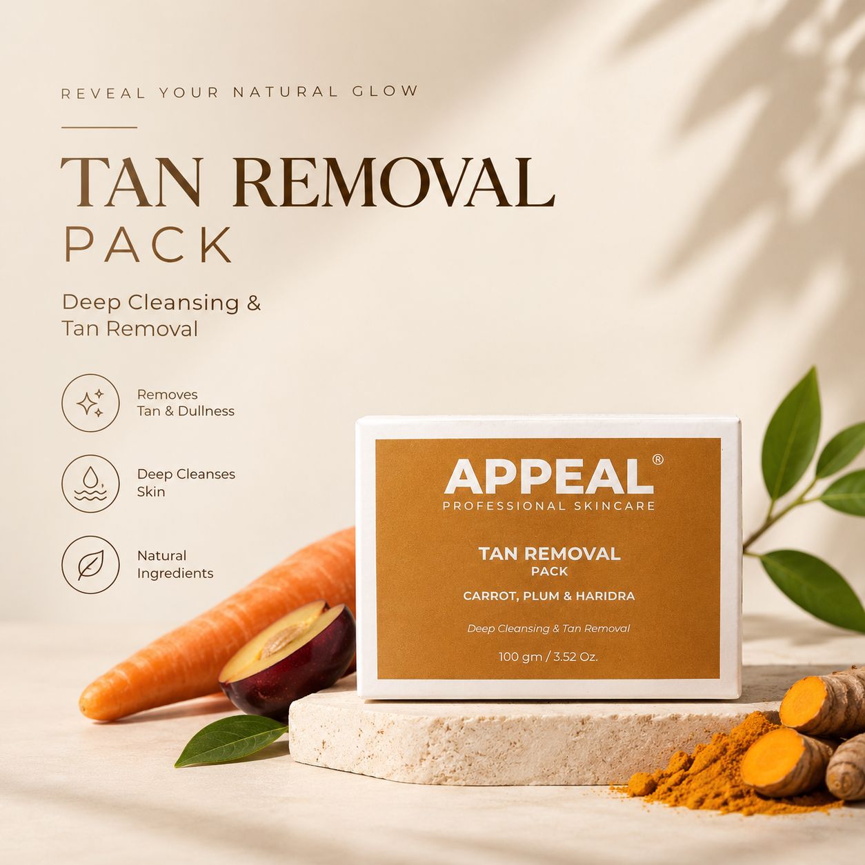 APPEAL TAN REMOVAL PACK WITH CARROT, PLUM AND HARIDRA 100 GM