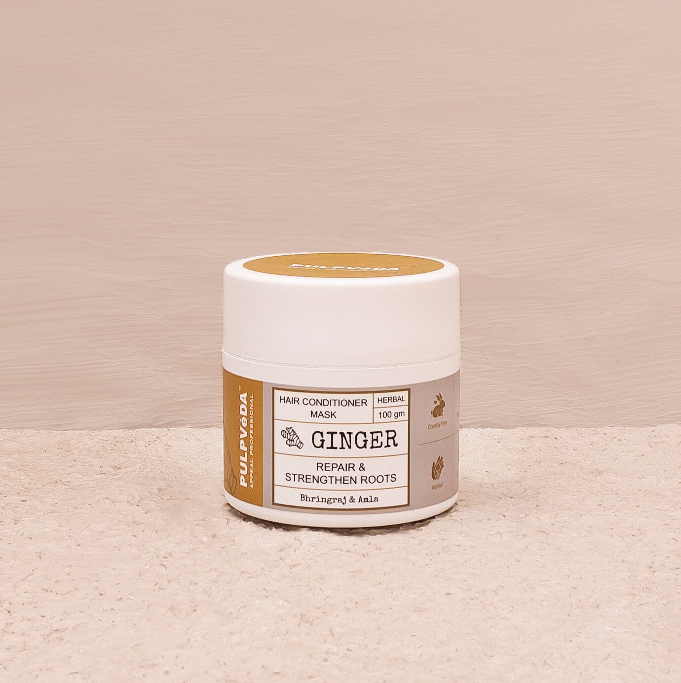 GINGER HAIR CONDITIONER MASK WITH BHRINGRAJ AND AMLA HERB EXTRACTS | REPAIR AND STRENGHTEN ROOTS | 100 GM Hair CONDITIONER MASK Pulpvéda