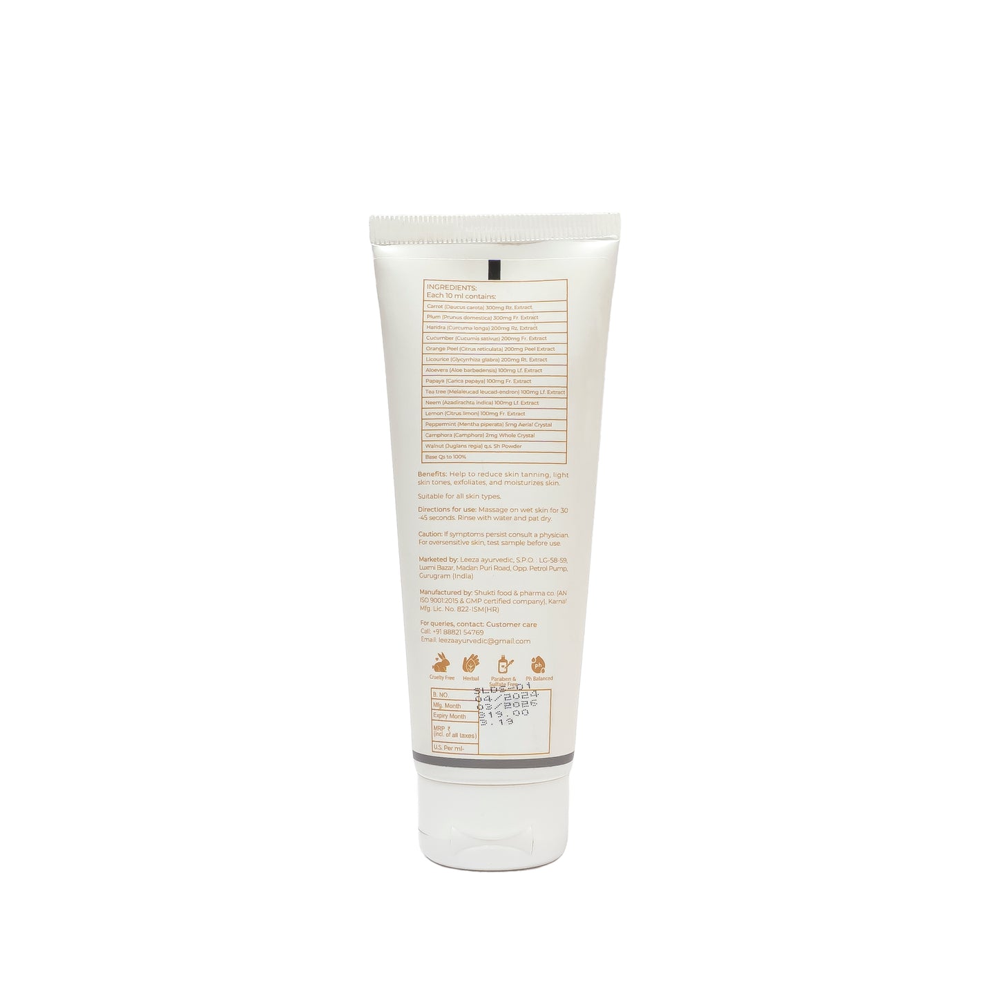 Deepherbs Dtan Face Scrub with Carrot and Plum | Tan Removal | Moisturisation| 100ml