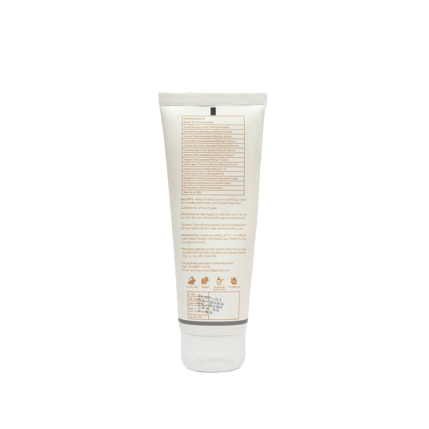 Deepherbs Dtan Face Pack with Carrot and Plum | Tan Removal | Moisturisation| 100ml