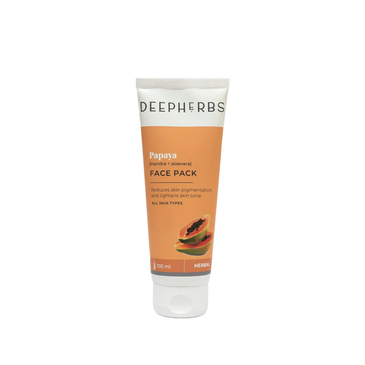 Deepherbs Papaya Face Pack with Haridra and Aloe Vera | Reduces skin pigmentation | Lightens skin tone | 100ml
