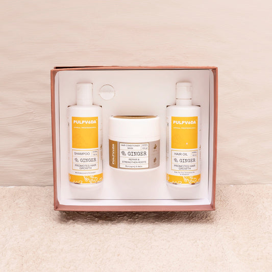 Ginger Hair Essential Kit| Repairs and Strengthen Roots| Bhringraj & Amla hair care kit Pulpvéda