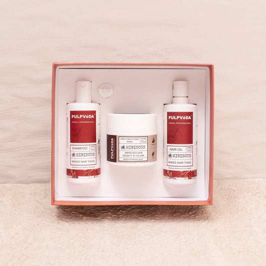 Hibiscus Hair Essential Kit | Improves Hair Density & Volume| Reetha & Wheatgerm hair care kit Pulpvéda