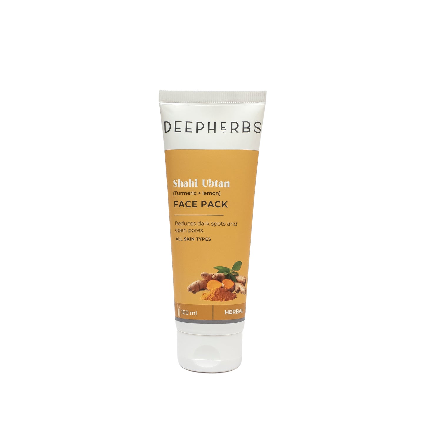 Deepherbs Shahi Ubtan Face Pack with Turmeric and Lemon | Reduces Dark spots | Open Pores| 100ml