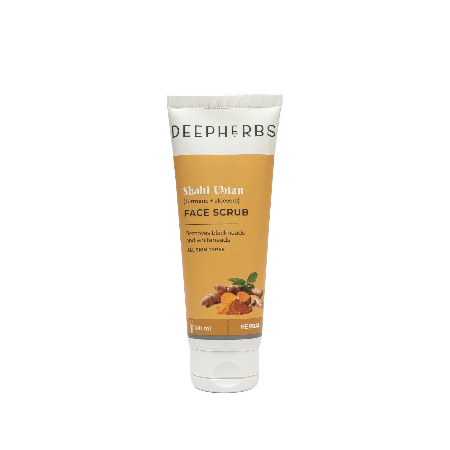 Deepherbs Shahi Ubtan Face Scrub with Turmeric and Aloe Vera | Removes Blackheads| Removes Whiteheads| 100ml