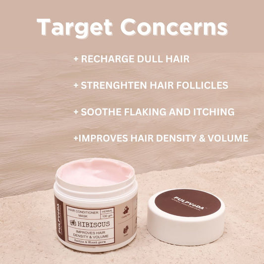 HIBISCUS HAIR CONDITIONER MASK WITH REETHA AND WHEATGERM HERB EXTRACTS | IMPROVES HAIR AND DENSITY VOLUME |100 GM Hair CONDITIONER MASK Pulpvéda