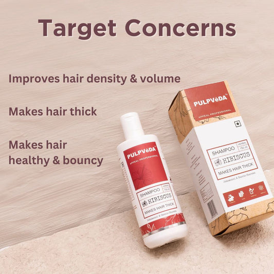 HIBISCUS HAIR SHAMPOO WITH JATAMANSI AND SHIKAKAI HERB EXTRACTS | Makes Hair Thick | 150 ml Hair Shampoo Pulpvéda