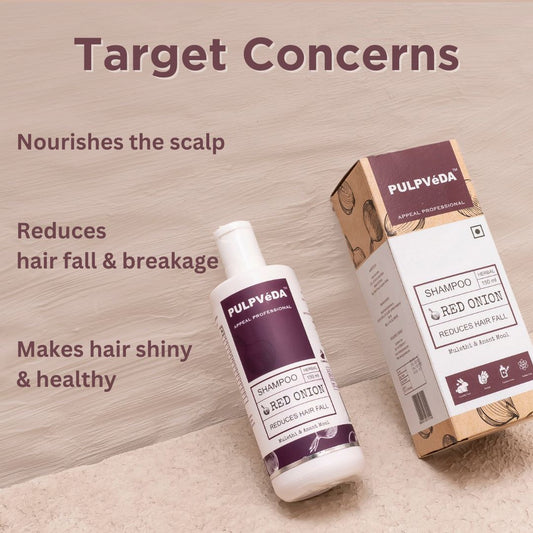 RED ONION HAIR SHAMPOO WITH MULETHI & ANANTMOOL HERB EXTRACTS | Reduces Hair Fall |150 ml Hair Shampoo Pulpvéda