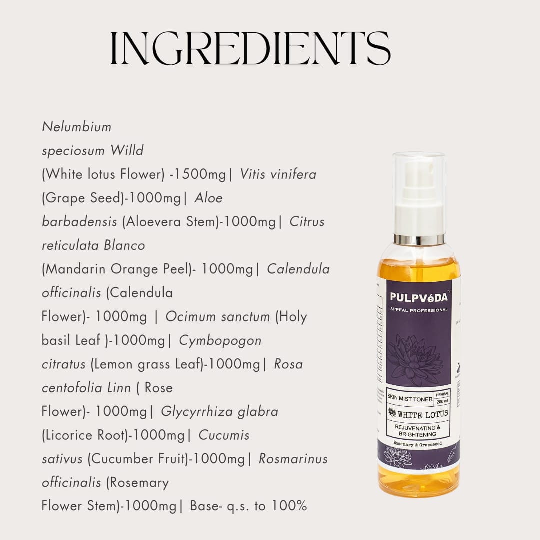 WHITE LOTUS REJUVENATING SKIN MIST TONER WITH ROSEMARY 200 ml Health & Beauty Pulpvéda