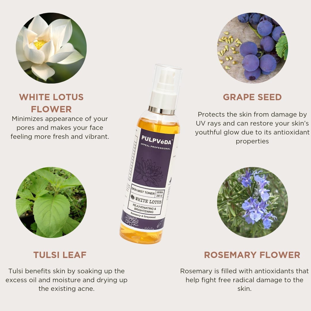 WHITE LOTUS REJUVENATING SKIN MIST TONER WITH ROSEMARY 200 ml Health & Beauty Pulpvéda
