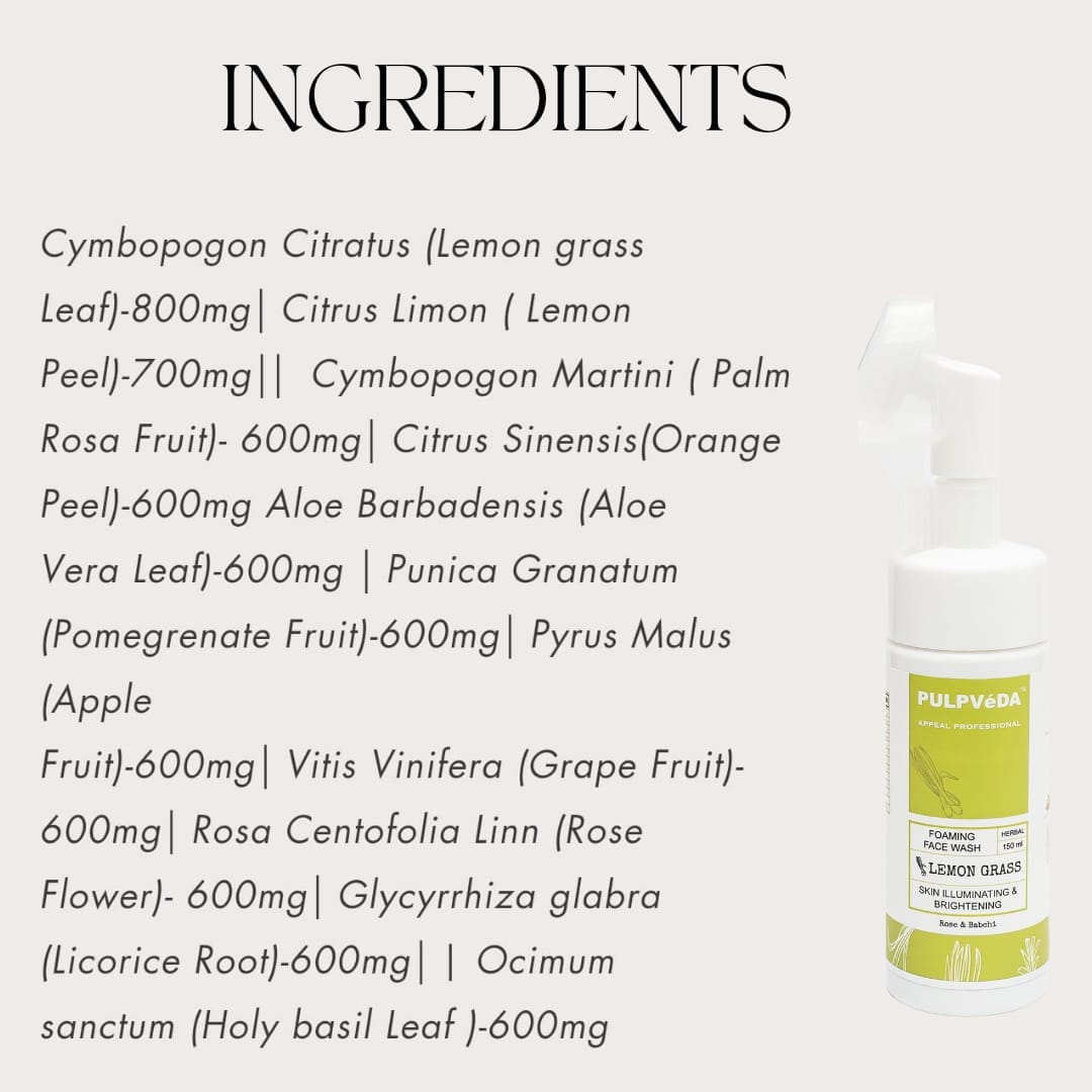 LEMON GRASS SKIN ILLUMINATING FACE WASH WITH BAKUCHIOL 150ml Pulpvéda