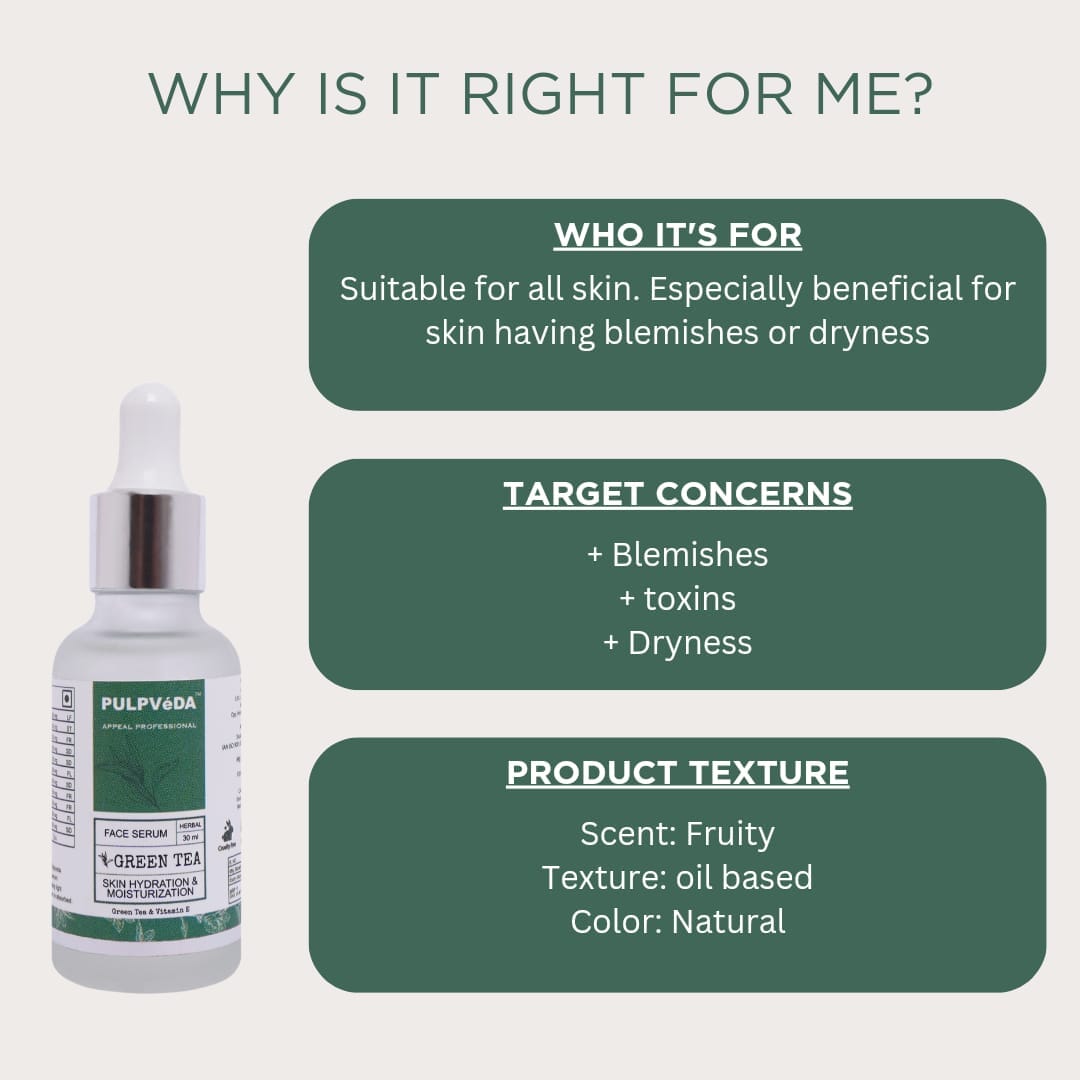 GREEN TEA HYDRATION BOOST FACE SERUM WITH VITAMIN E 30ml Health & Beauty Pulpvéda