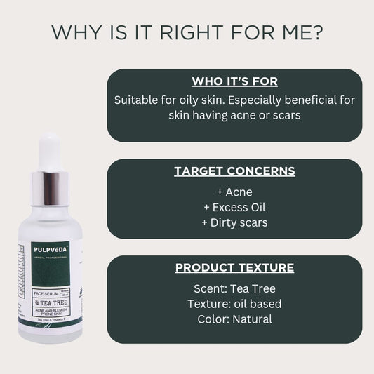 TEA TREE ANTI ACNE FACE SERUM FOR OILY SKIN 30ml Health & Beauty Pulpvéda