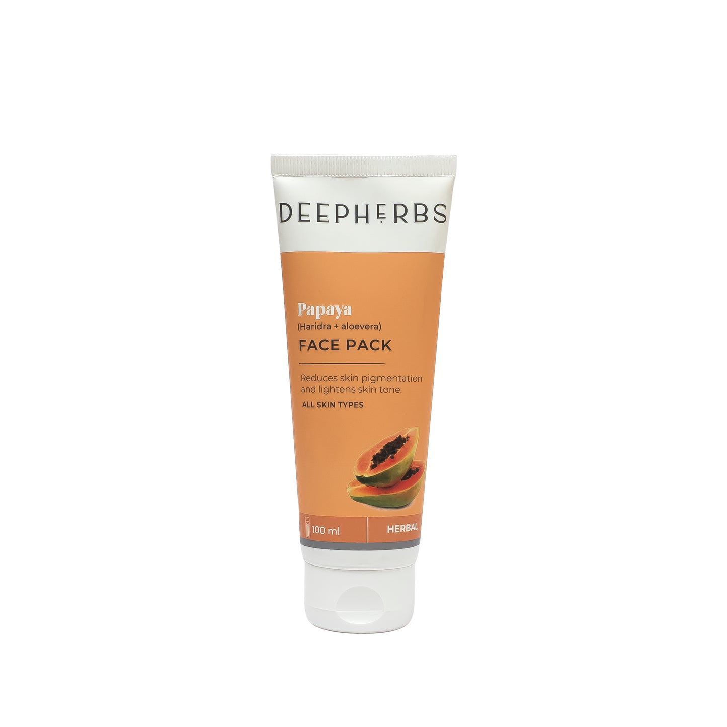 Deepherbs Papaya Face Pack with Haridra and Aloe Vera | Reduces skin pigmentation | Lightens skin tone | 100ml