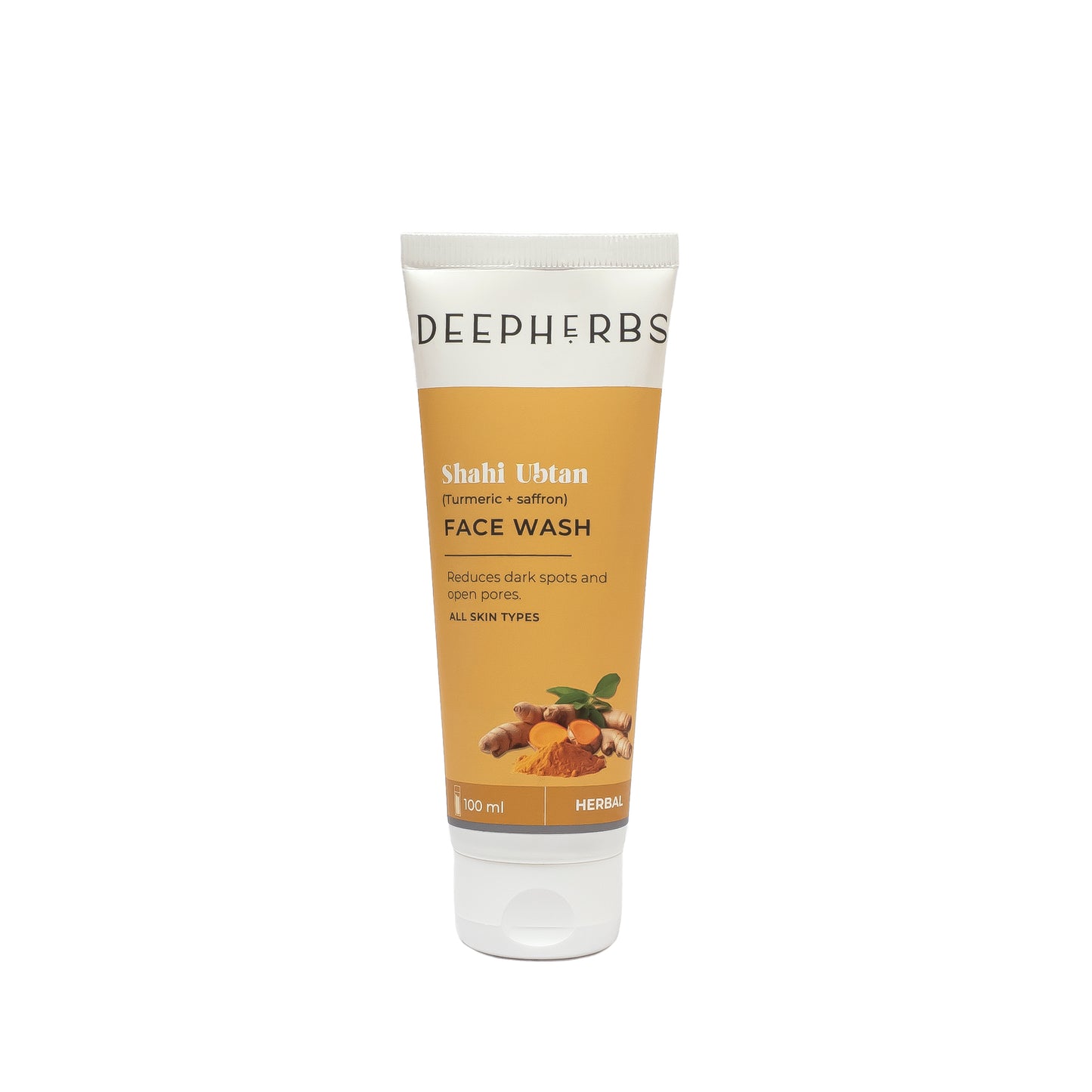 Deepherbs Shahi Ubtan facewash with Turmeric and Saffron| Reduces Dark Spots | Treat Open Pores| 100ml