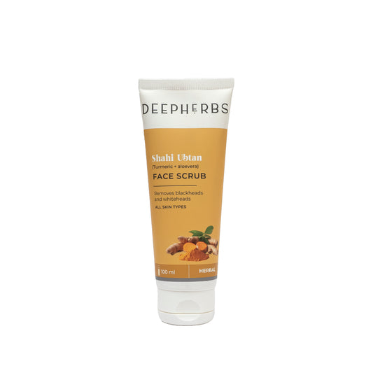 Deepherbs Shahi Ubtan Face Scrub with Turmeric and Aloe Vera | Removes Blackheads| Removes Whiteheads| 100ml