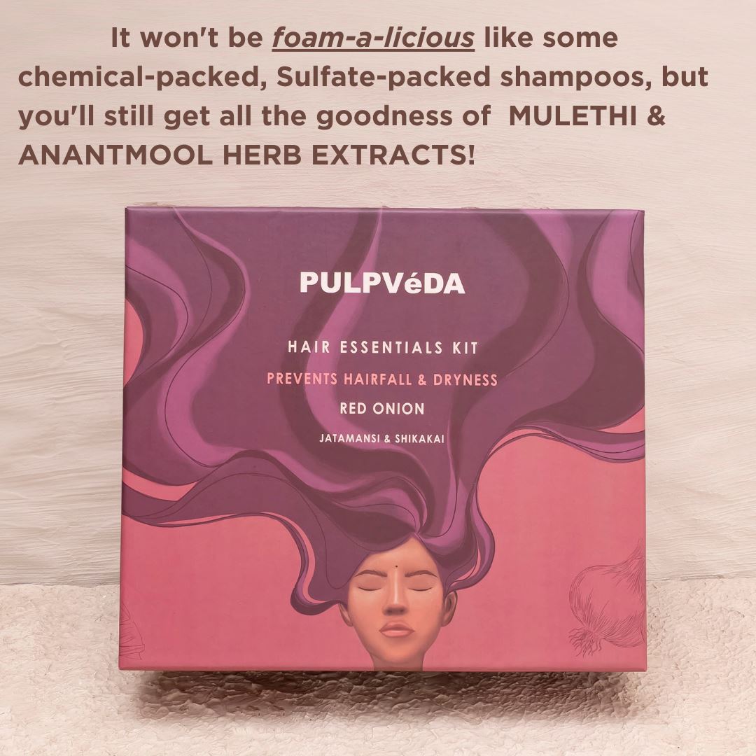 RED ONION HAIR SHAMPOO WITH MULETHI & ANANTMOOL HERB EXTRACTS | Reduces Hair Fall |150 ml Hair Shampoo Pulpvéda 