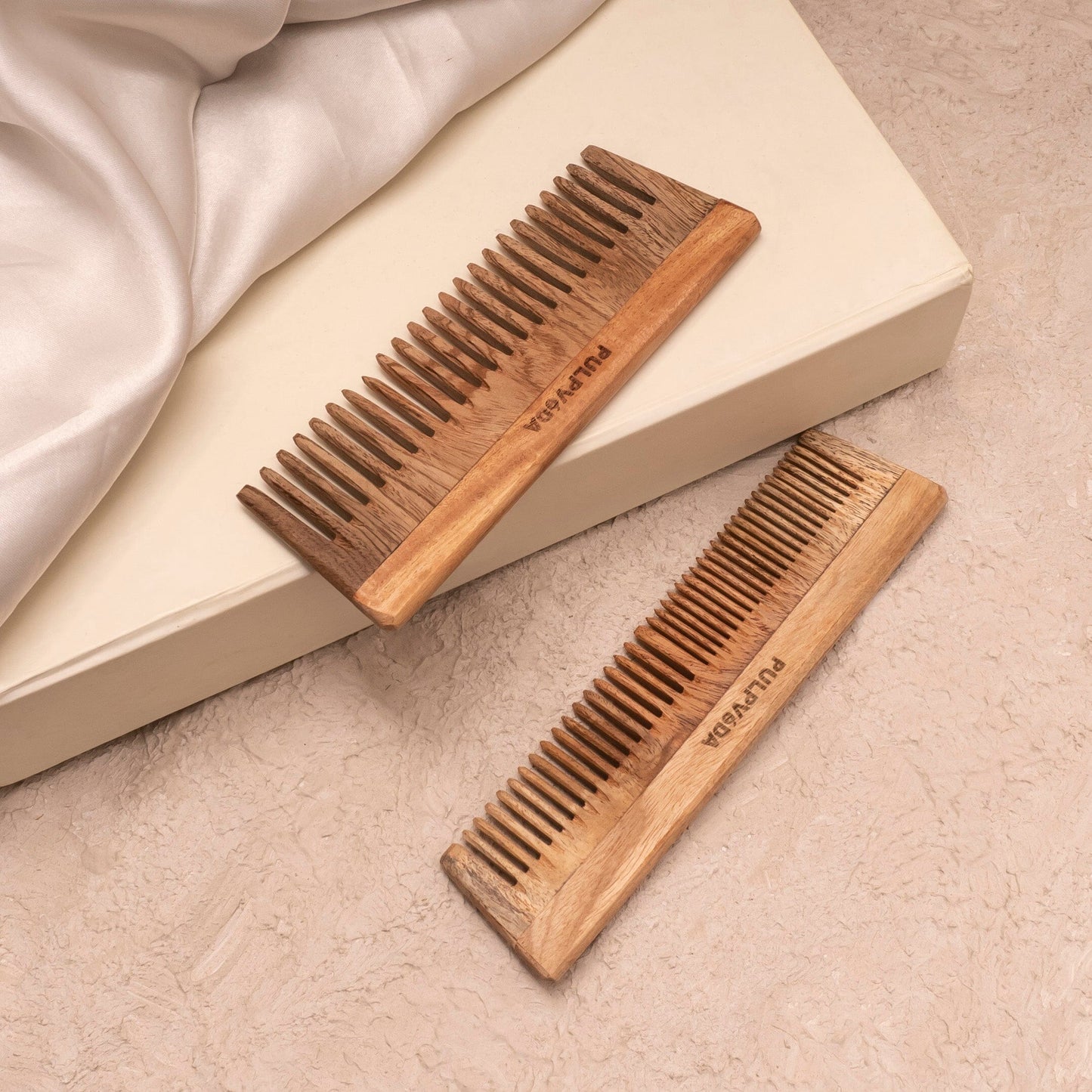 Buy Vilvah neem wood comb fine and wide tooth online