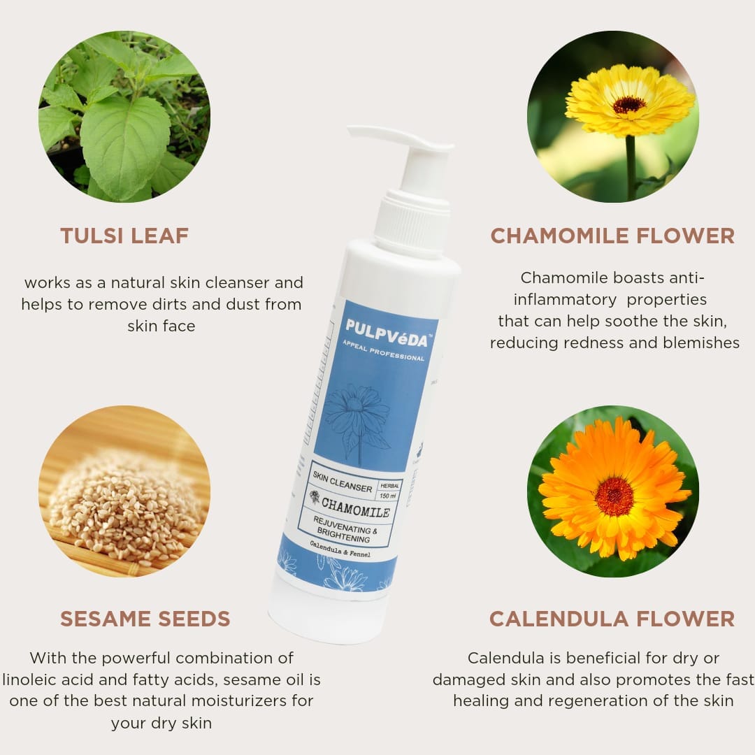 CHAMOMILE REUVENATING SKIN CLEANSER WITH CALENDULA & FENNEL 150 ml Health & Beauty Pulpvéda 